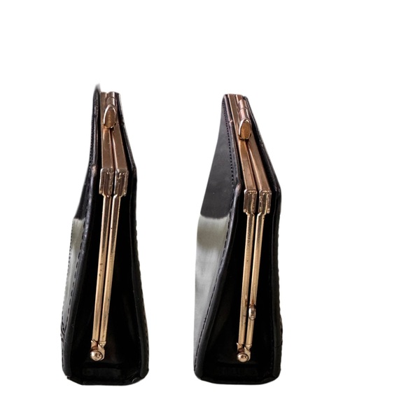 EUC Burberry Wallet Coin Purse Black Leather Novacheck Beige - Picture 4 of 7